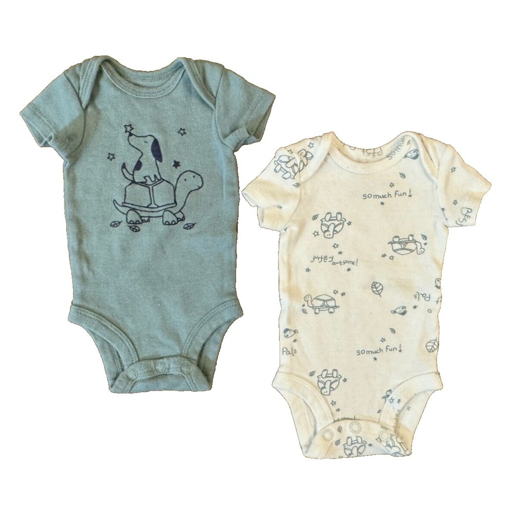 Carters Baby Boy Preemie Lot Bodysuits Tees Animal Dog Turtle Best Pals Clothes